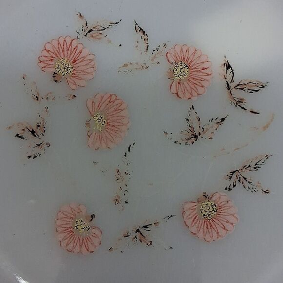 5 Pc Fire King Fleurette Milk 4 Glass Dinner Plates & Pitcher. - Picture 10 of 11